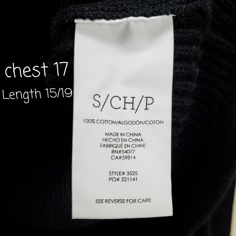 Cabi Crop Prep Pullover Sweater Hi Low Knit Ribbed Long Sleeve S 3525 black knit - Picture 6 of 6